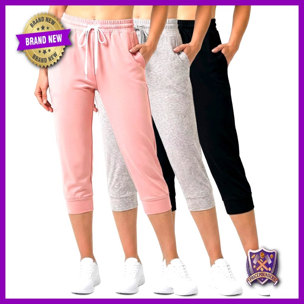 3-Pack Ultra Soft Capri Joggers with Pockets, Plus Size Available